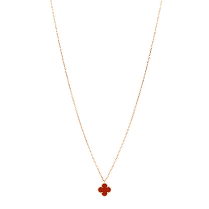 Van Cleef & Arpels 18K Rose Gold Carnelian Sweet Alhambra Pendant Necklace 1 of 5