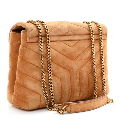 Saint Laurent Suede Calfskin Y Quilted Monogram Small Loulou Chain Satchel Cinnamon 3 of 13