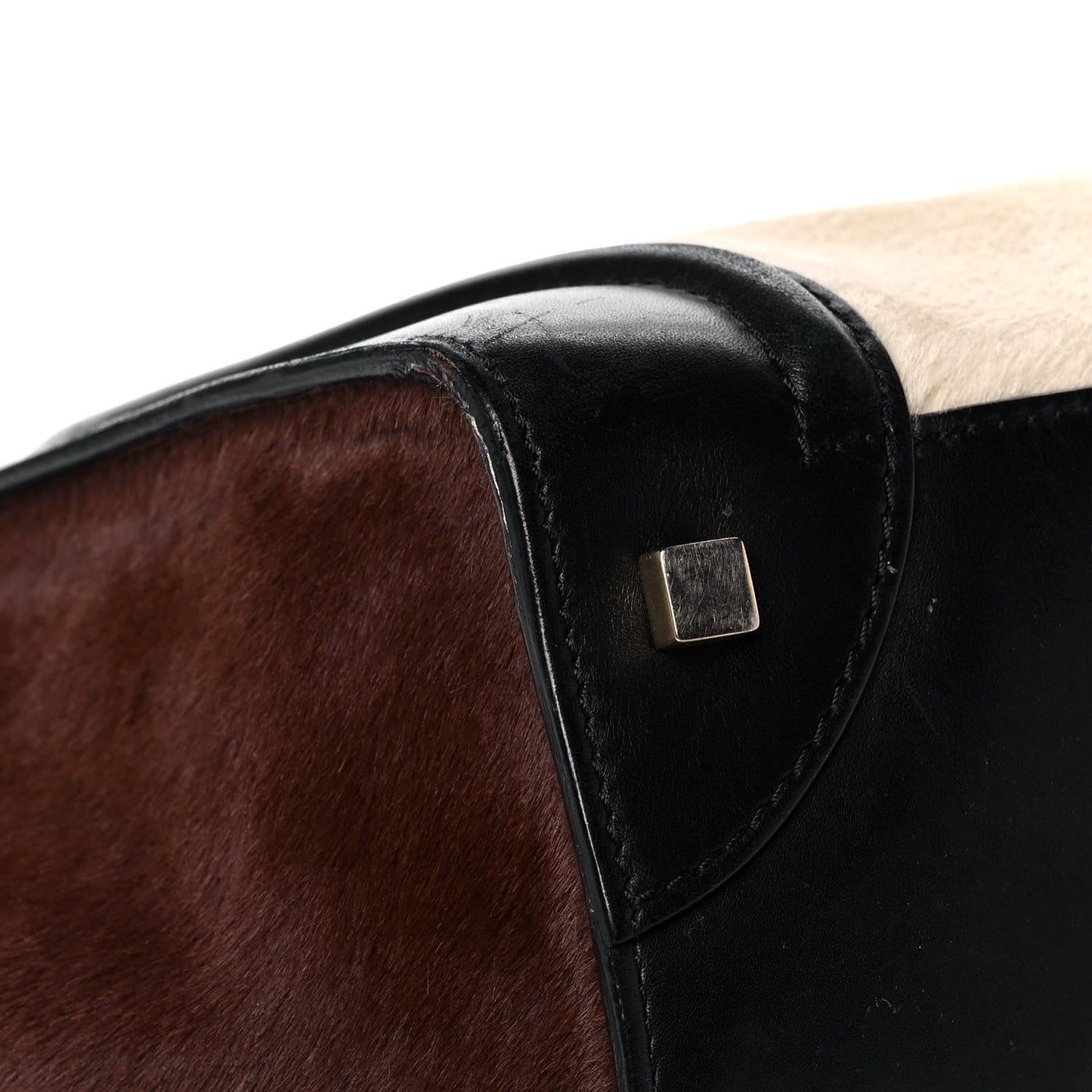 Pony Hair Mini Tri-Color Luggage Ivory Black Brown