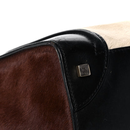 Celine Pony Hair Mini Tri-Color Luggage Ivory Black Brown 11 of 17