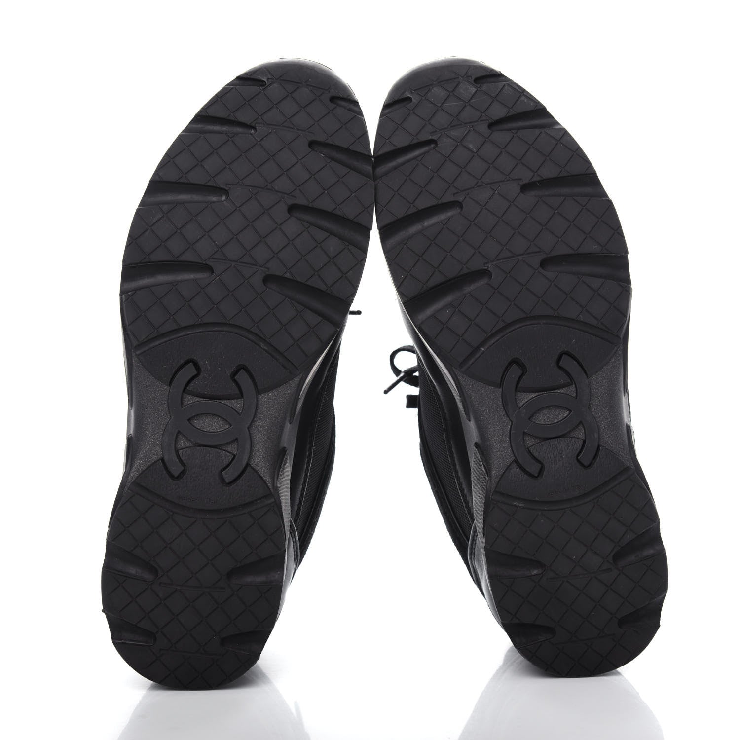 Chanel Suede Velvet Lambskin CC Sneakers 37 Black 6 of 10