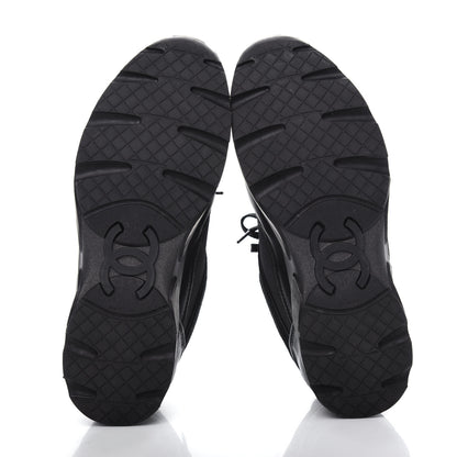 Chanel Suede Velvet Lambskin CC Sneakers 37 Black 6 of 10