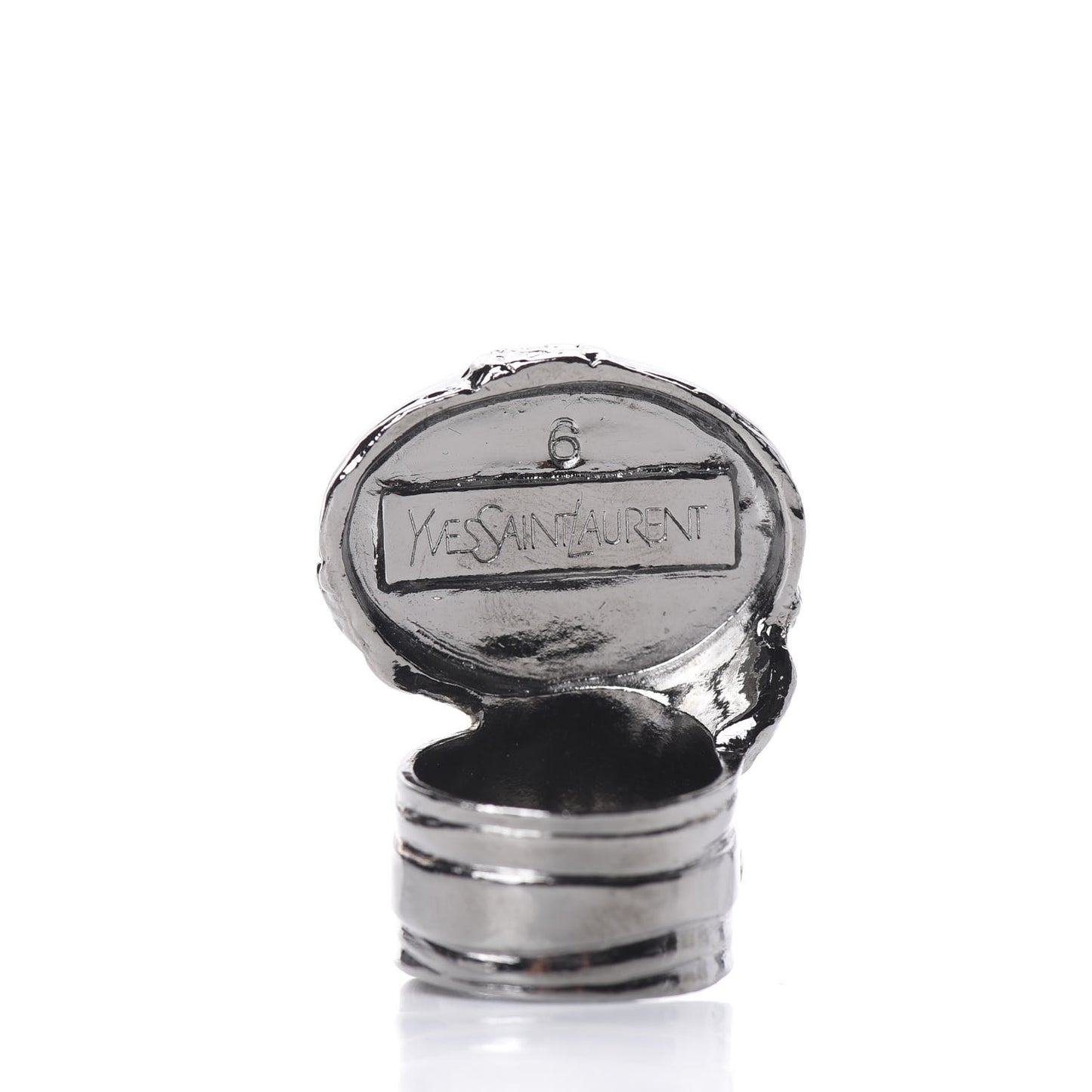 Glass Cabochon Gunmetal Arty Ovale Ring 6 Black