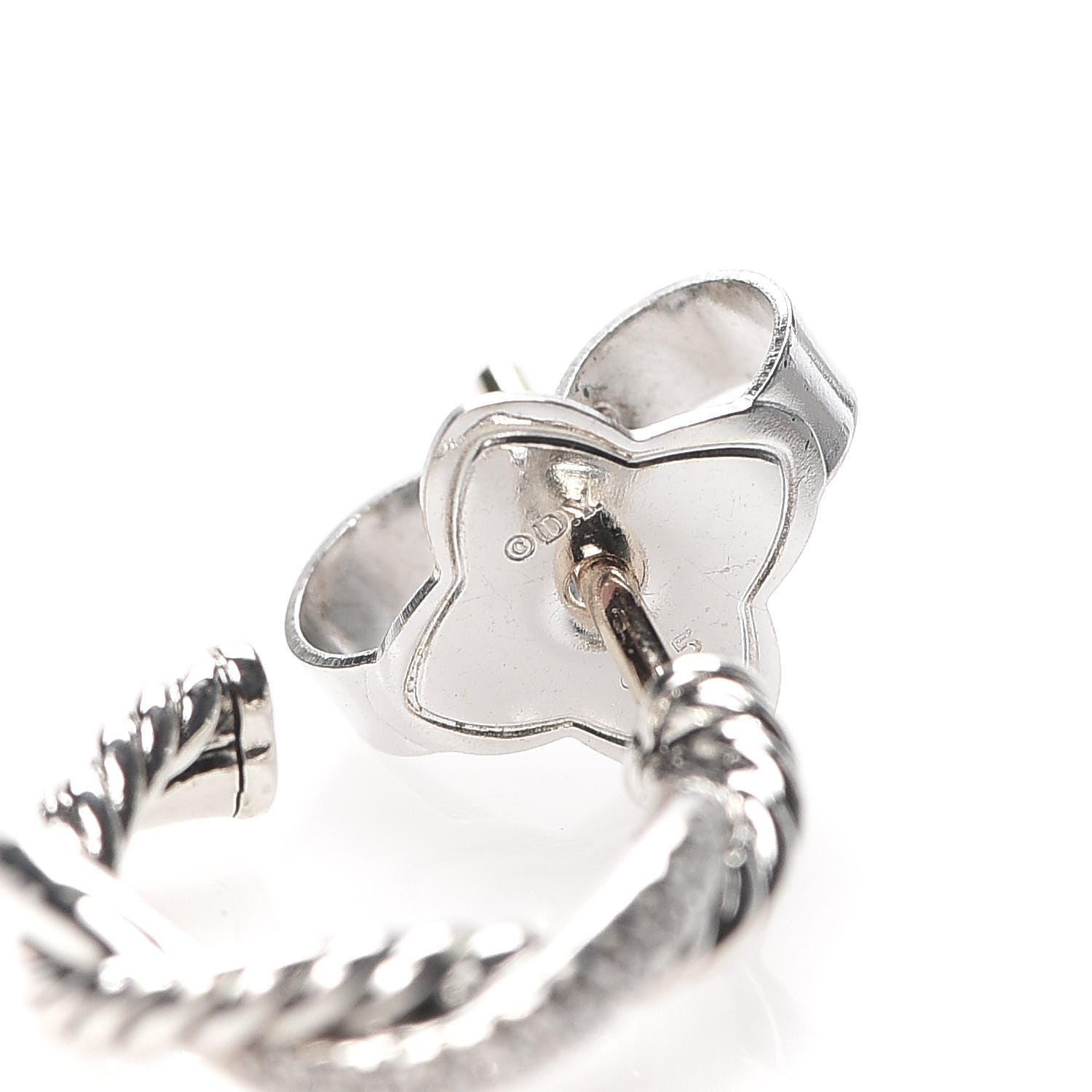 David Yurman Sterling Silver Diamond Petite Infinity Huggie Hoop Earrings 5 of 6