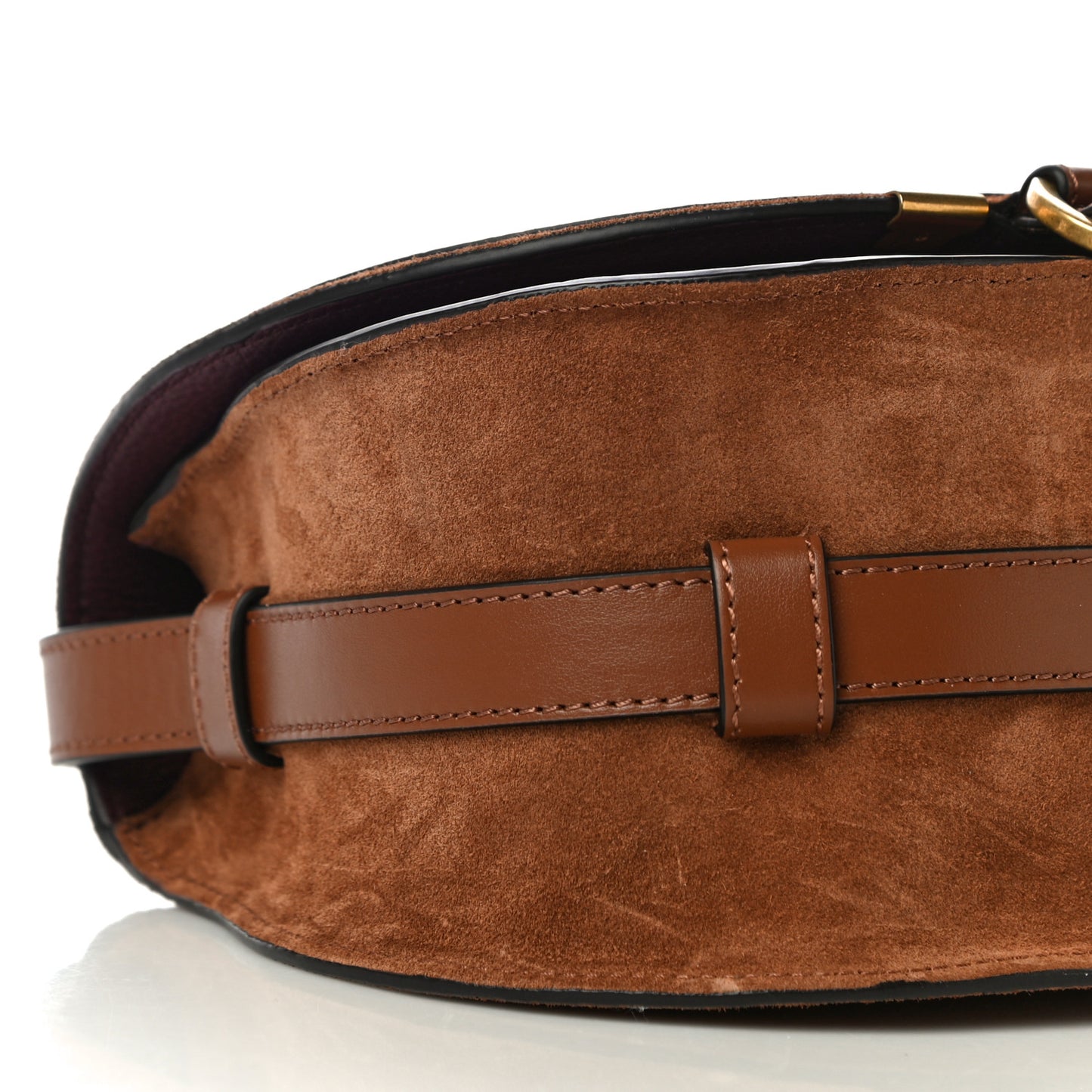Suede Calfskin Mini Marcie Round Crossbody Bag Tan
