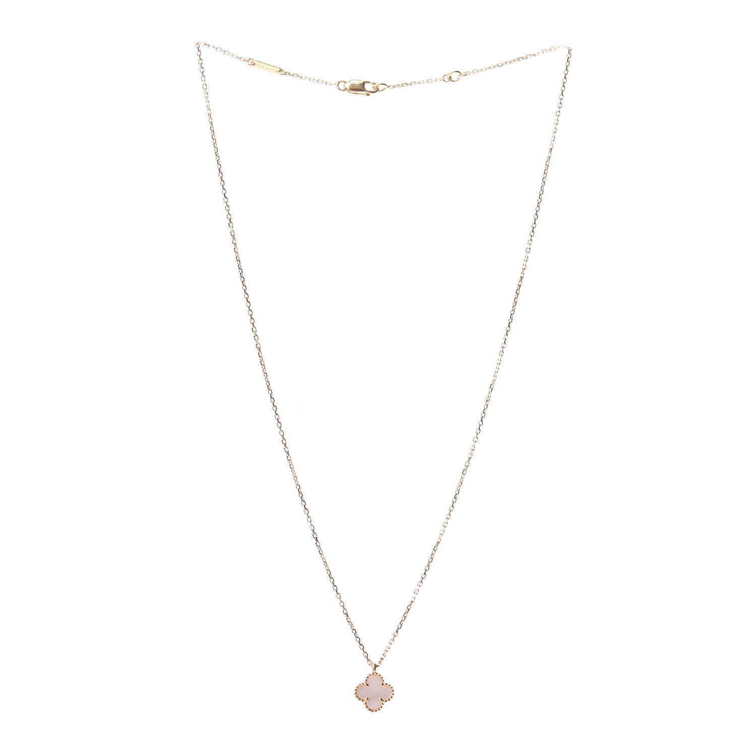 Van Cleef & Arpels 18K Yellow Gold Mother of Pearl Sweet Alhambra Pendant Necklace 3 of 4