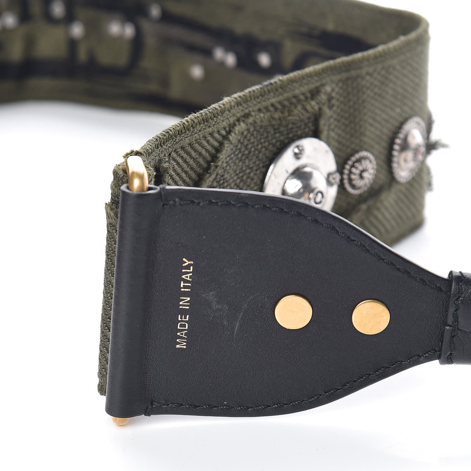 Christian Dior Canvas Embroidered Studded Camouflage Shoulder Strap Vert Multicolor 3 of 5