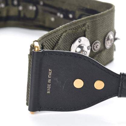 Christian Dior Canvas Embroidered Studded Camouflage Shoulder Strap Vert Multicolor 3 of 5