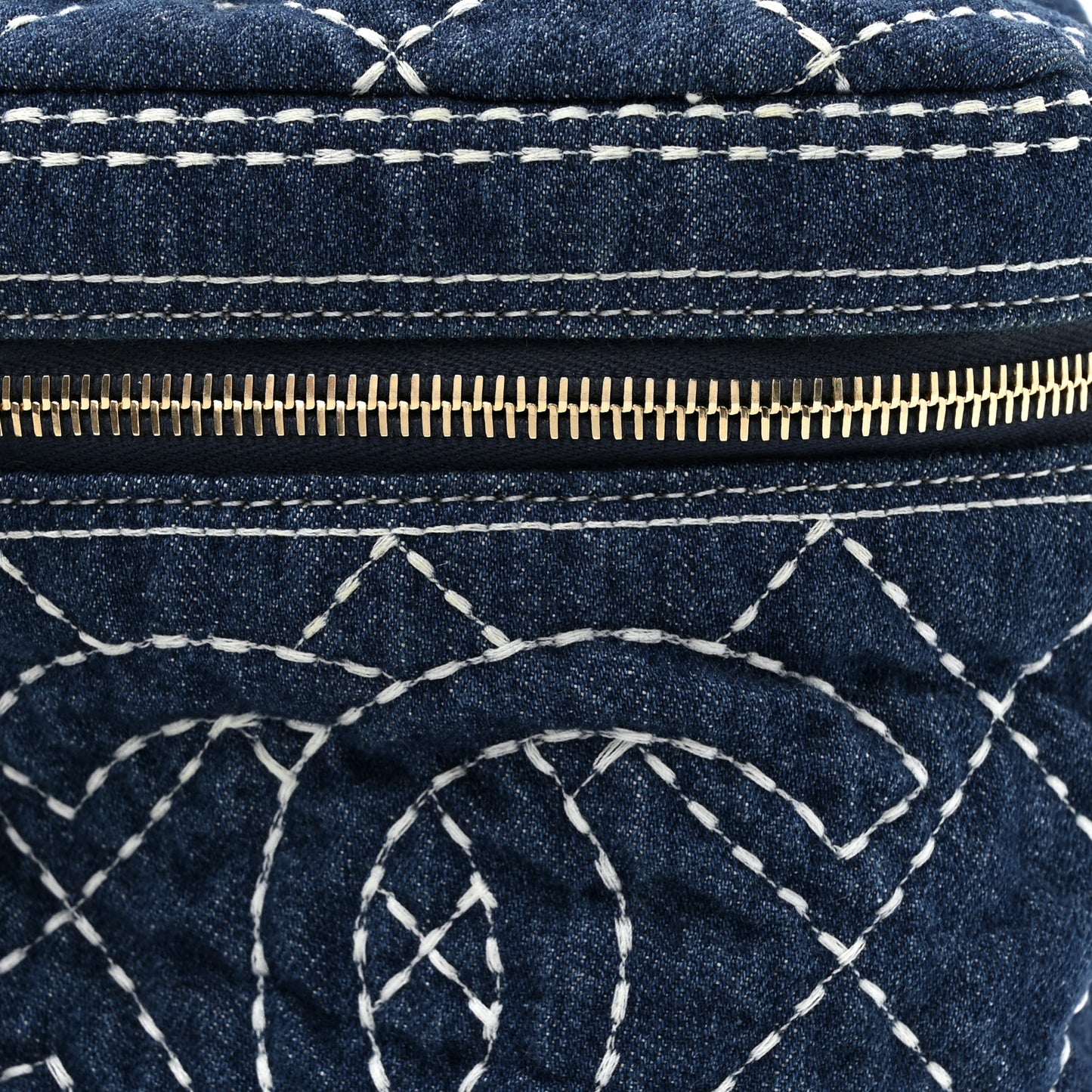 Denim Quilted Denim Trip Vanity Cosmetic Case Blue