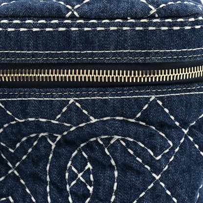 Chanel Denim Quilted Denim Trip Vanity Cosmetic Case Blue 8 of 10