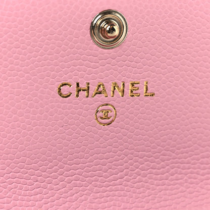 Chanel Caviar Quilted Crystal CC Flap Card Holder Pink 6 of 9