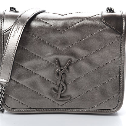 Saint Laurent Metallic Calfskin Matelasse Monogram Niki Chain Wallet Platinum 6 of 8