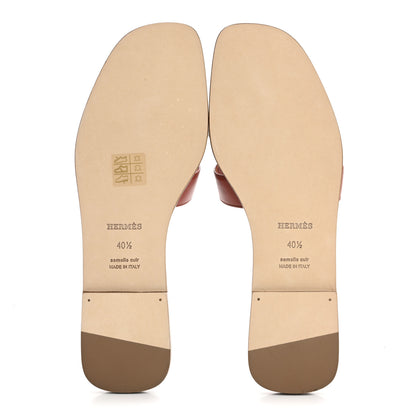 Hermes Box Calfskin Oran Sandals 39 Rouge Tomette 6 of 10