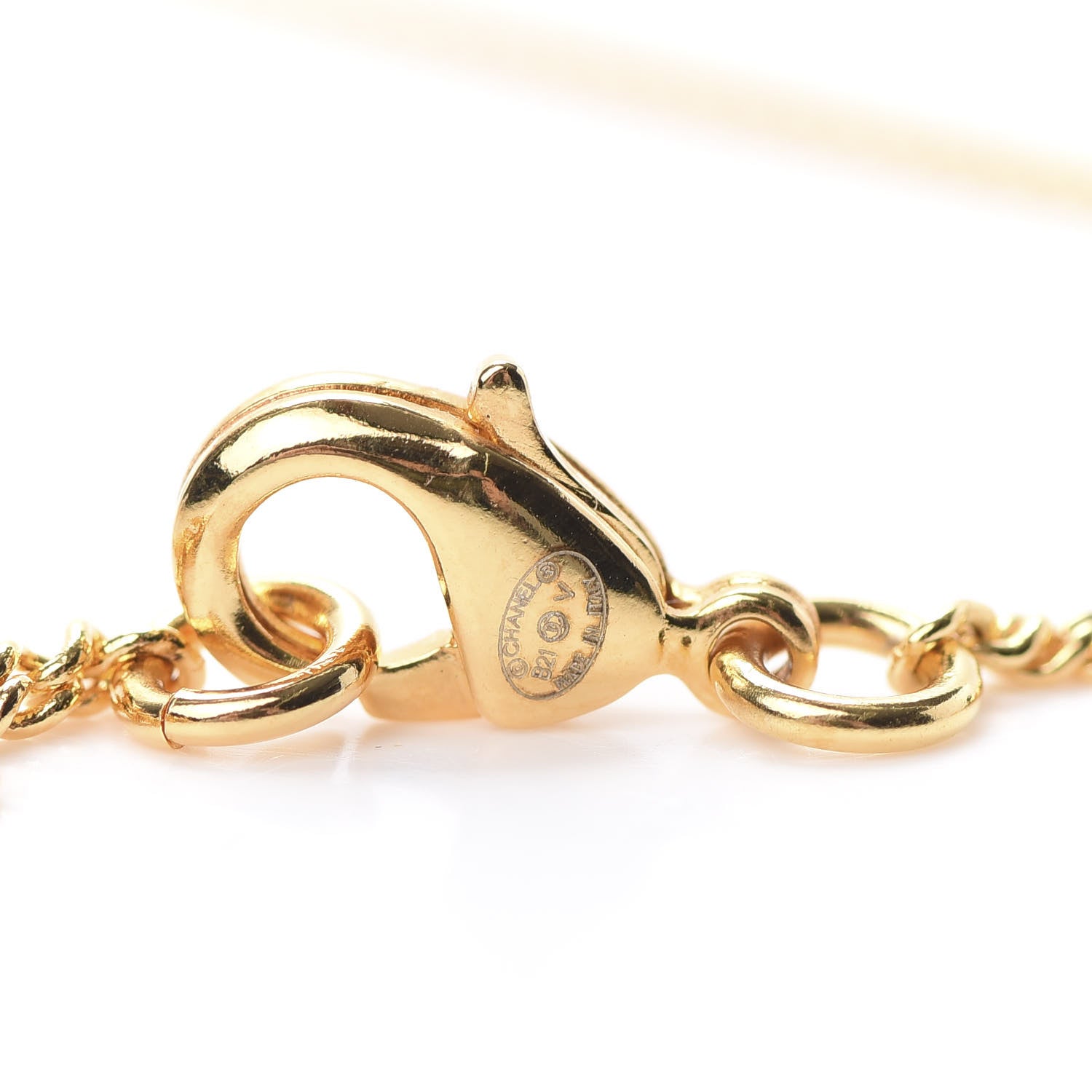Chanel Metal CC Paris Button Necklace Gold 4 of 4