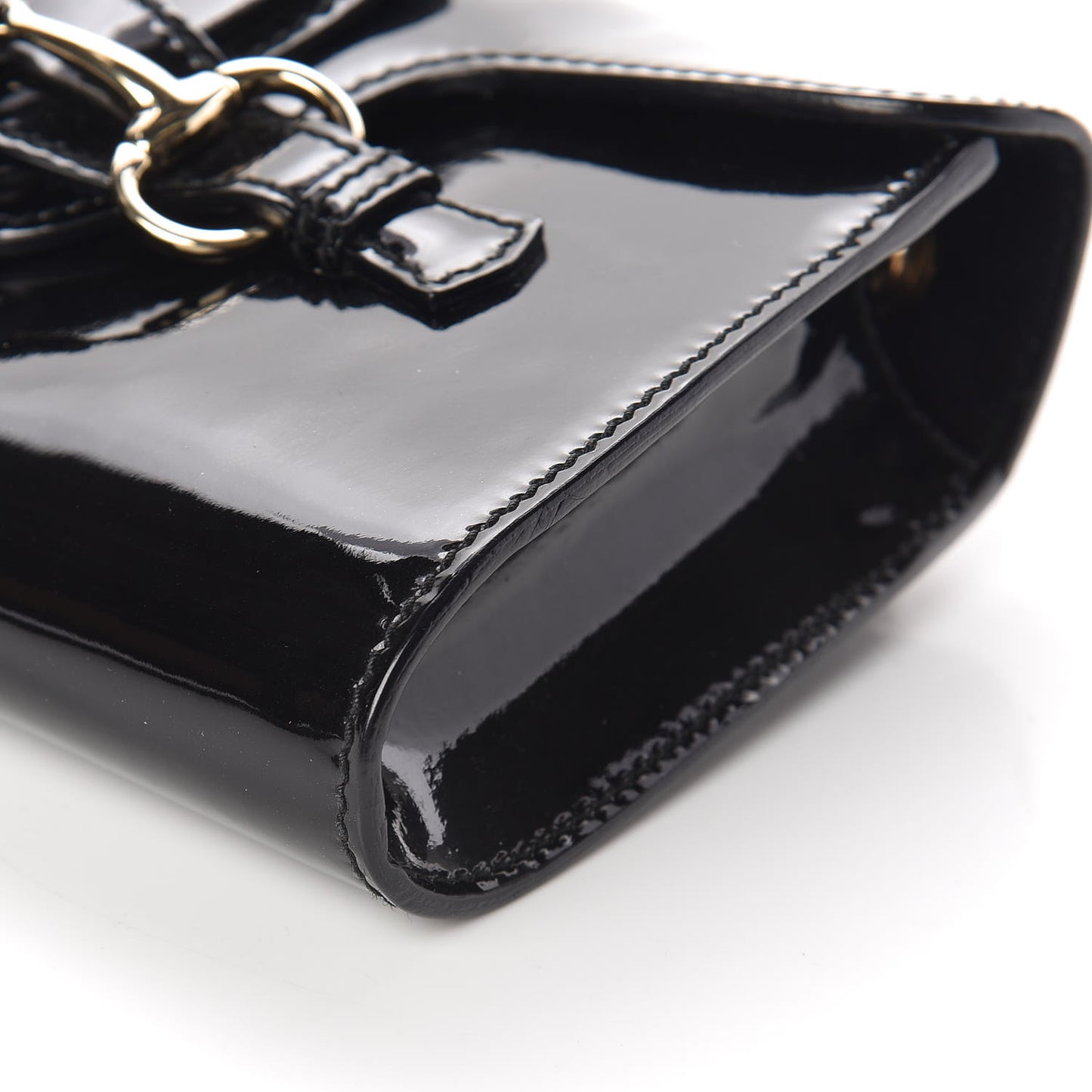 Patent Small Emily Chain Shoulder Bag Black
