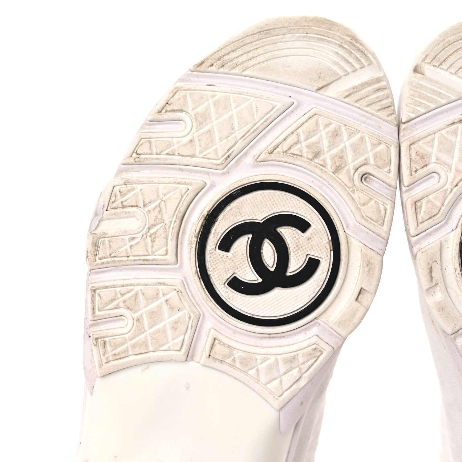 Chanel Suede Calfskin Fabric CC Sneakers 39.5 White 7 of 15