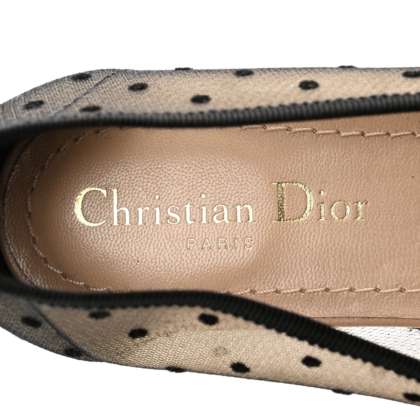 Mesh Plumetis Grosgrain Ribbon Crystal Embellished J'Adior Slingback Ballet Flats 38 Black