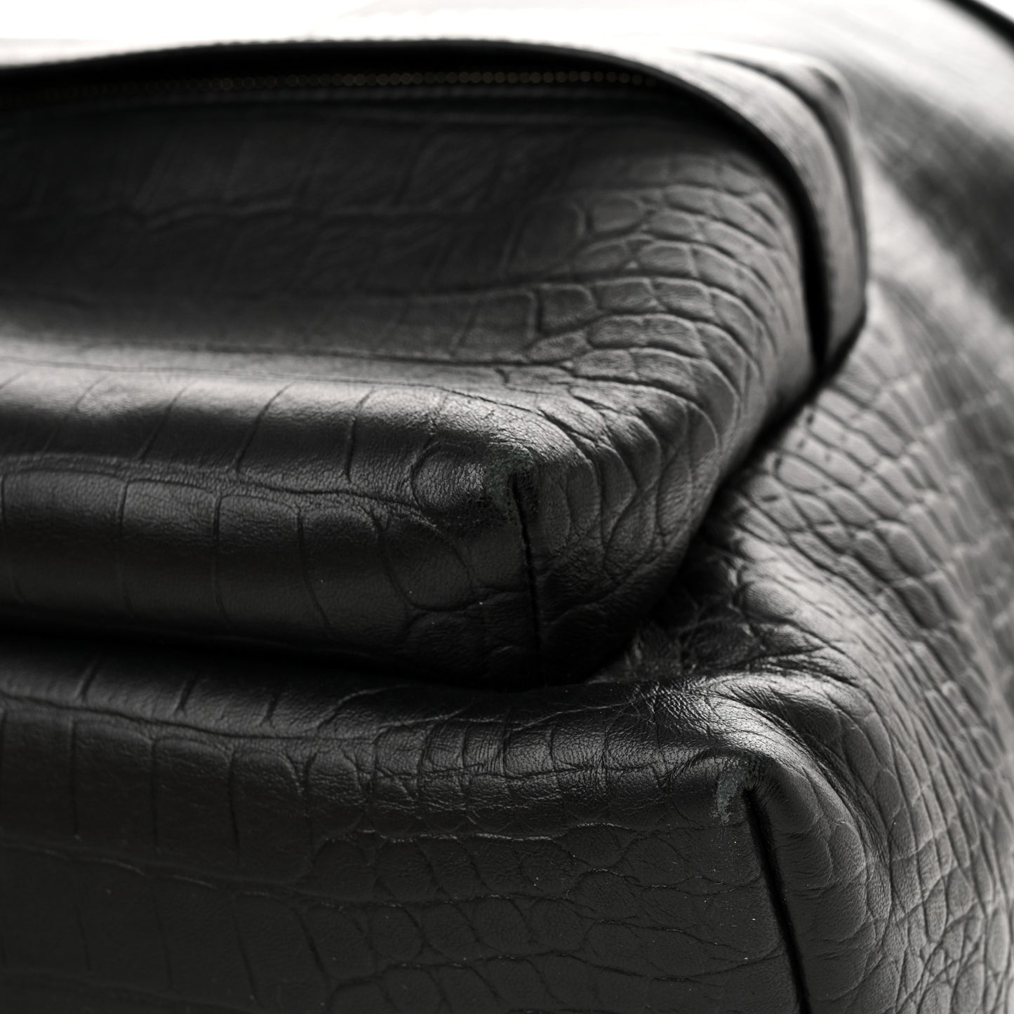 Calfskin Logo Crocodile Embossed Everyday Backpack Black