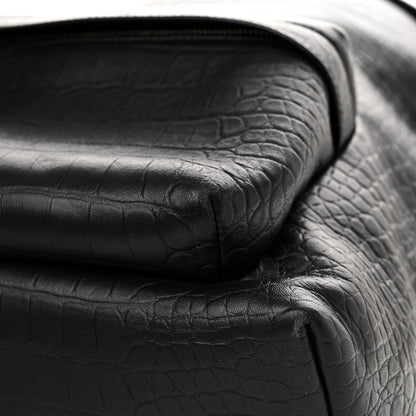 Balenciaga Calfskin Logo Crocodile Embossed Everyday Backpack Black 10 of 15