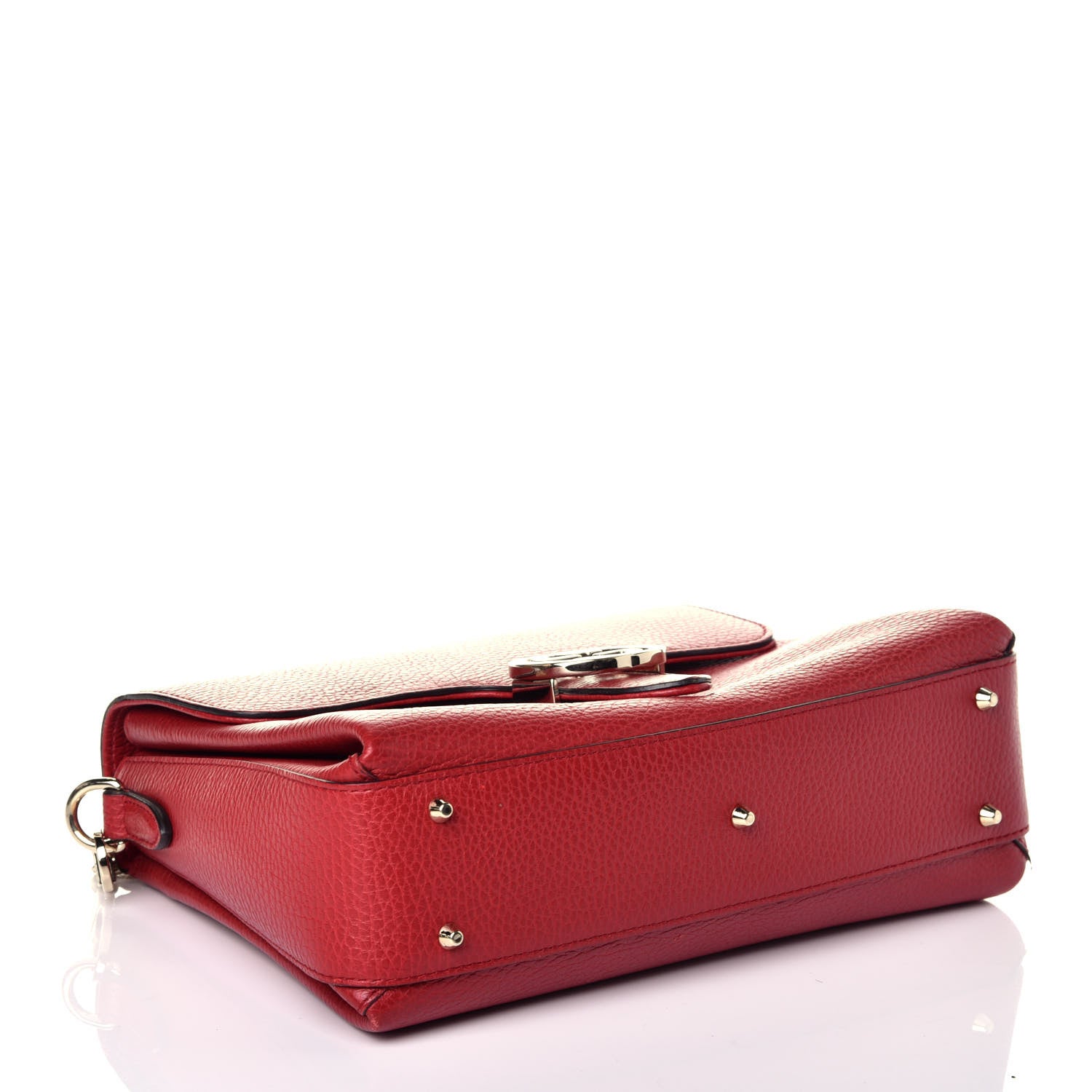 Gucci Dollar Calfskin Interlocking G Top Handle Shoulder Bag Red 4 of 9