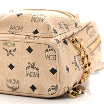 MCM Visetos Side Stud X-Mini Stark Bebe Boo Backpack Beige 12 of 22