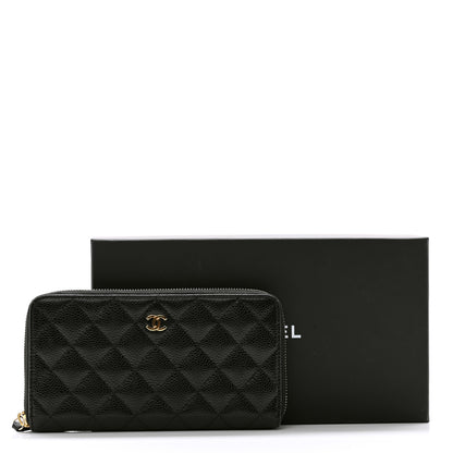 Chanel Caviar Quilted Large Gusset Zip Around Wallet Black 10 of 10