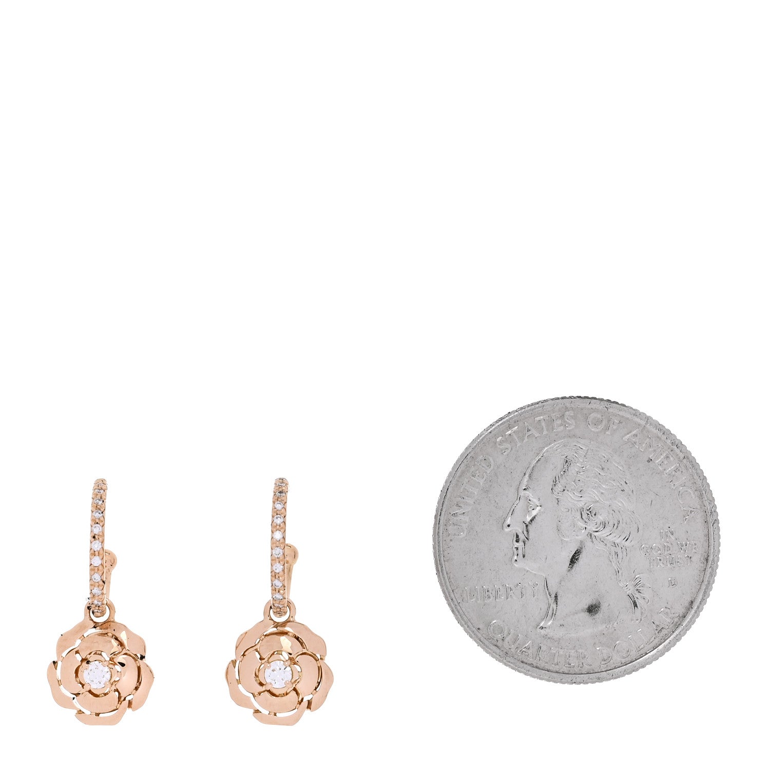 Chanel 18K Rose Gold Diamond Extrait de Camelia Drop Earrings 2 of 6