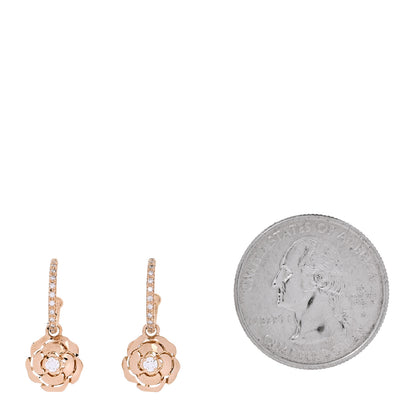 Chanel 18K Rose Gold Diamond Extrait de Camelia Drop Earrings 2 of 6