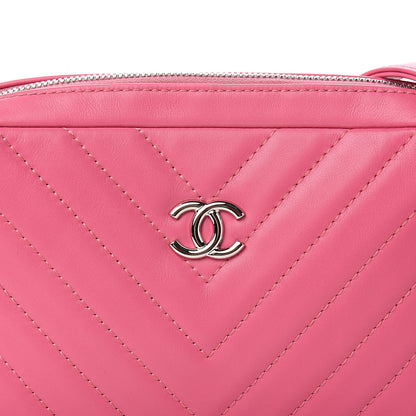Chanel Lambskin Chevron Quilted Small Promenade Camera Case Pink 9 of 10
