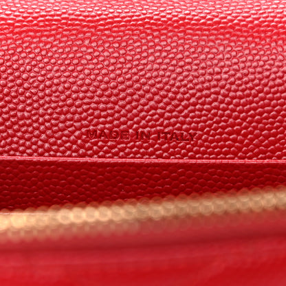 Saint Laurent Grain De Poudre Matelasse Chevron Monogram Envelope Chain Wallet New Red 7 of 16