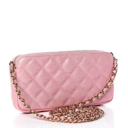 Chanel Iridescent Caviar Quilted Small Clutch With Chain Pink 3 of 13