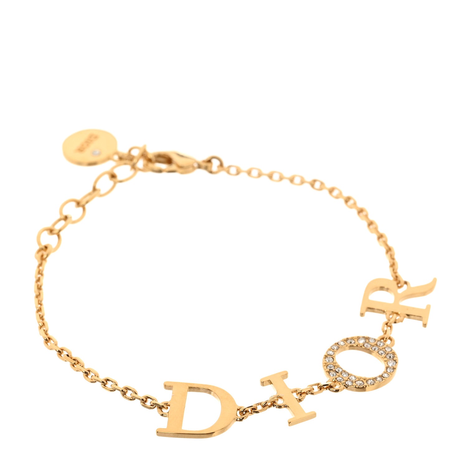 Christian Dior Metal Crystal Letters Bracelet Gold 1 of 5