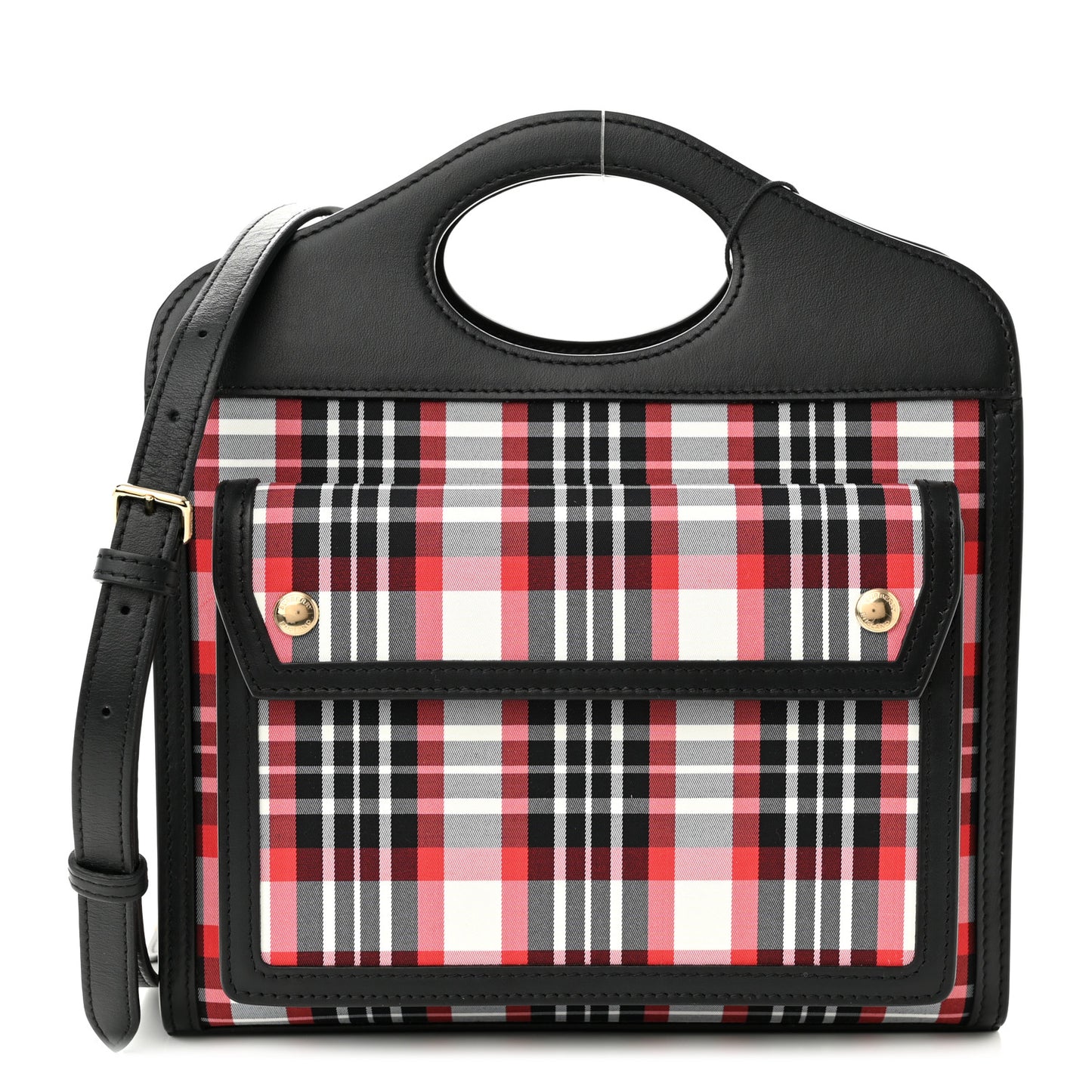 Calfskin Nylon Tartan Mini Pocket Bag Bright Red