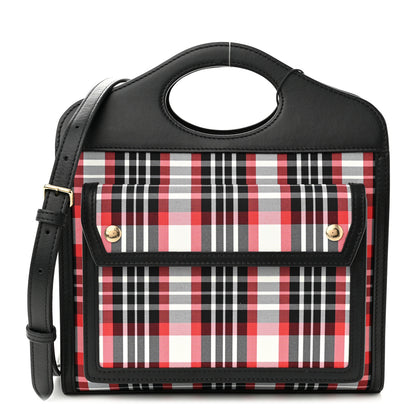 Burberry Calfskin Nylon Tartan Mini Pocket Bag Bright Red 1 of 9