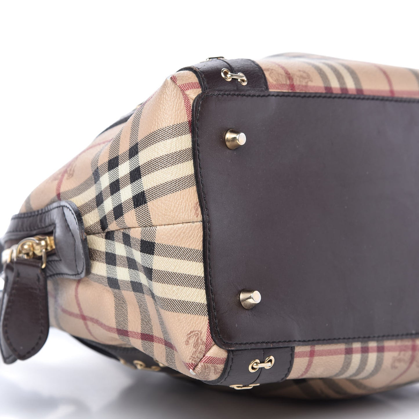 Haymarket Check Metal Stitch Thornley Satchel Chocolate