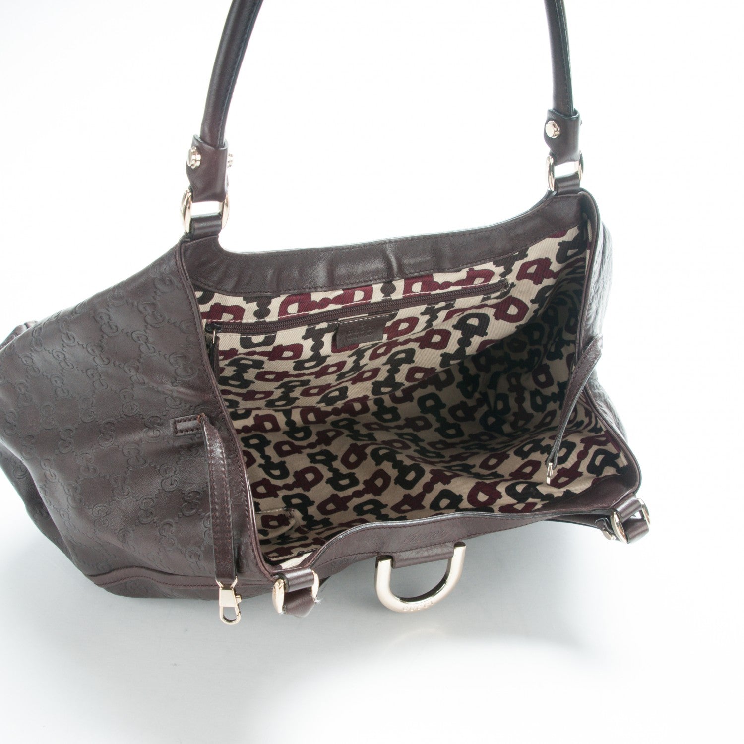 Gucci Guccissima Large D Gold Shoulder Bag Chocolate 5 of 7