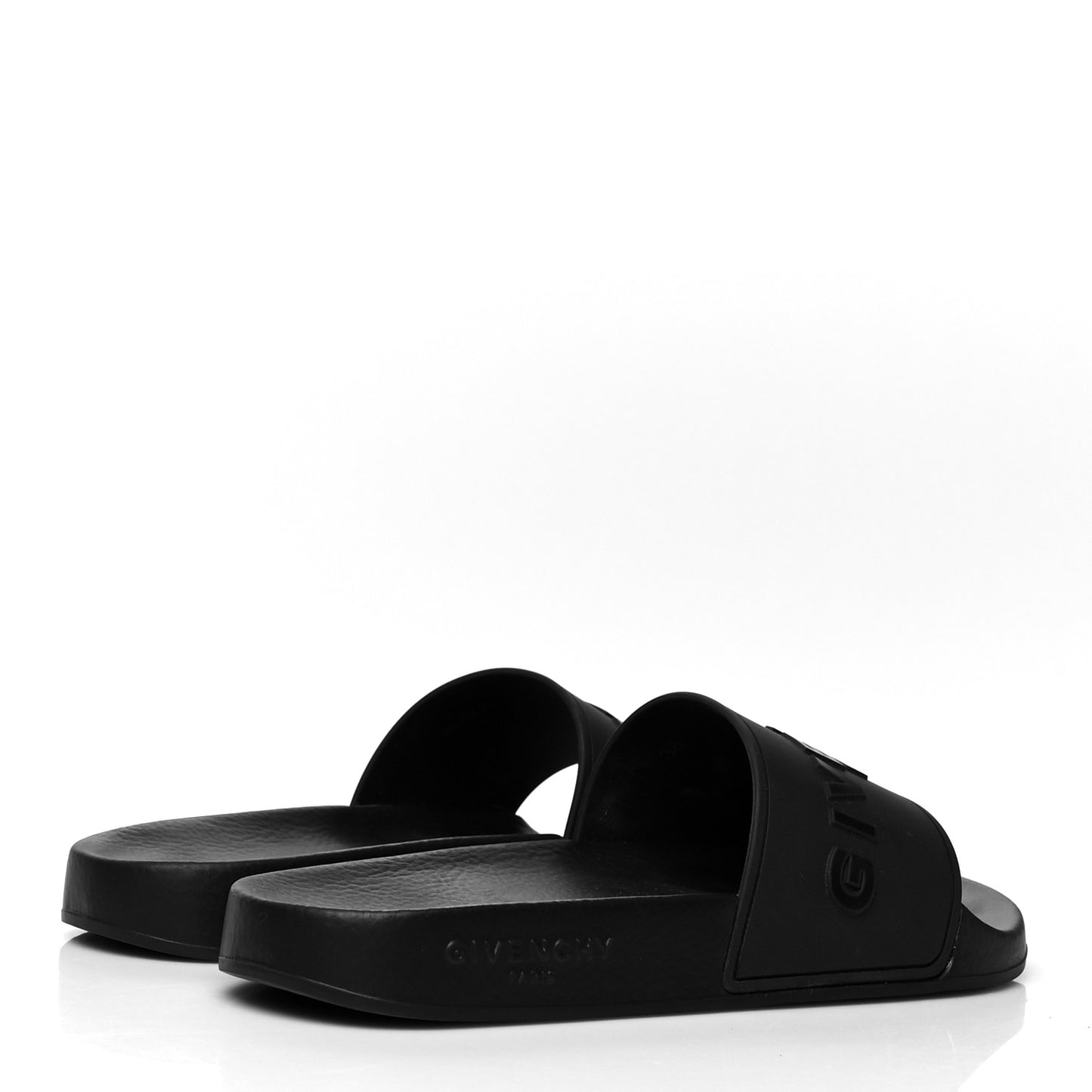Rubber Logo Pool Slide Sandals 38 Black