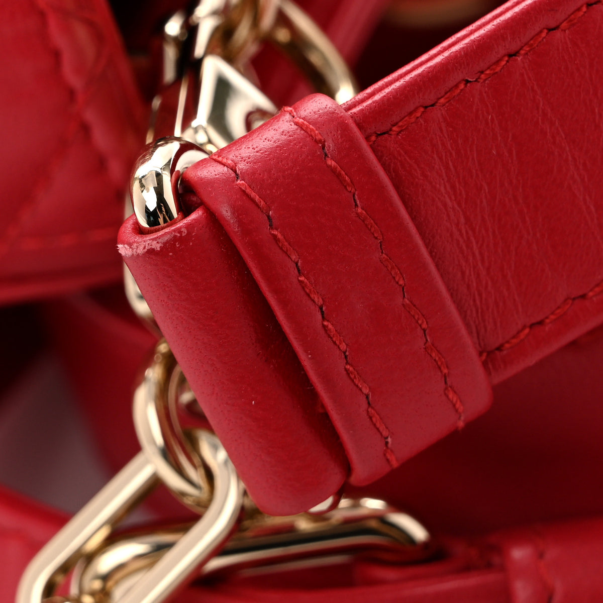 Lambskin Cannage Medium Lady D-Joy Red