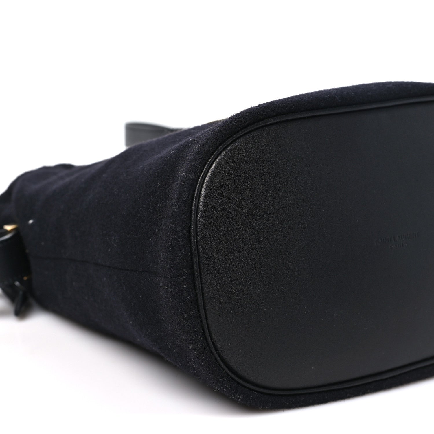 Saint Laurent Wool Calfskin Rive Gauche Bucket Bag Black Gold 10 of 11