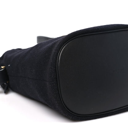 Saint Laurent Wool Calfskin Rive Gauche Bucket Bag Black Gold 10 of 11