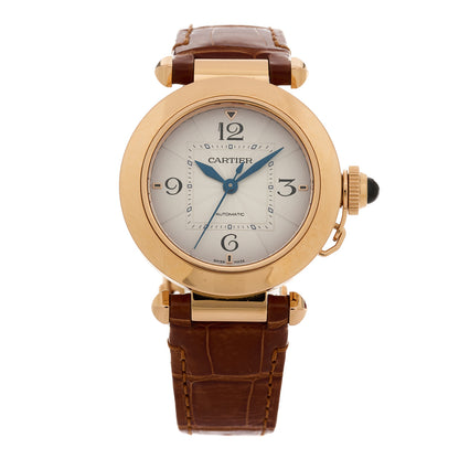 Cartier 18K Pink Gold Alligator 35mm Pasha C Automatic Watch Brown 1 of 5