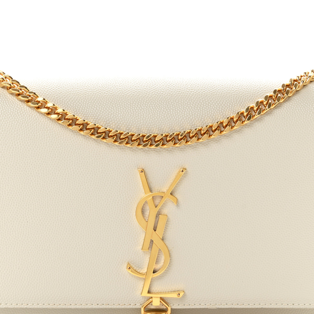 Saint Laurent Grain De Poudre Calfskin Medium Classic Monogram Kate Tassel Satchel Crema Soft 8 of 11