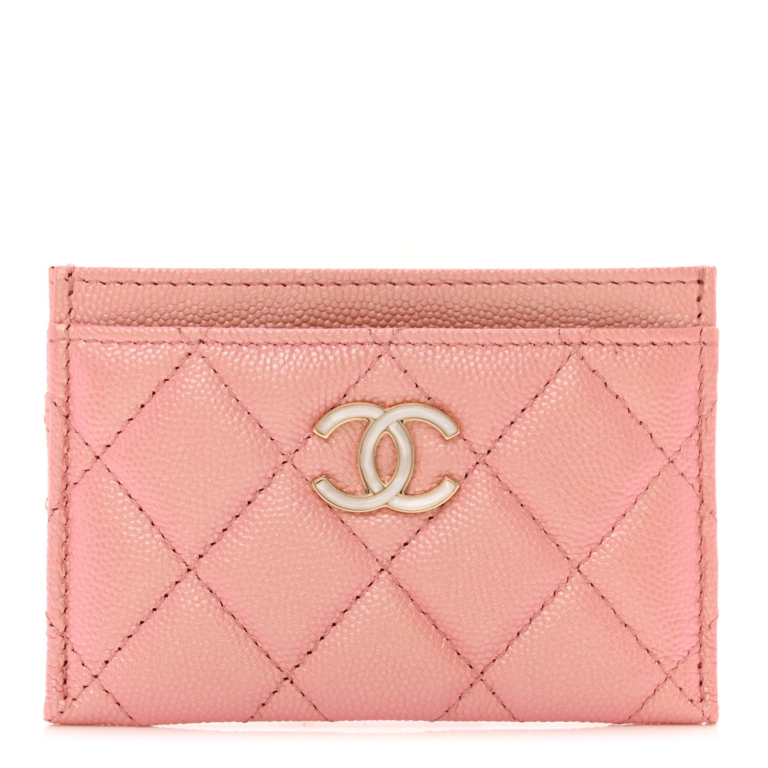 Chanel Iridescent Caviar Quilted Card Holder Rose Pink 1 of 9