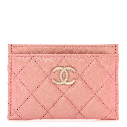 Chanel Iridescent Caviar Quilted Card Holder Rose Pink 1 of 9