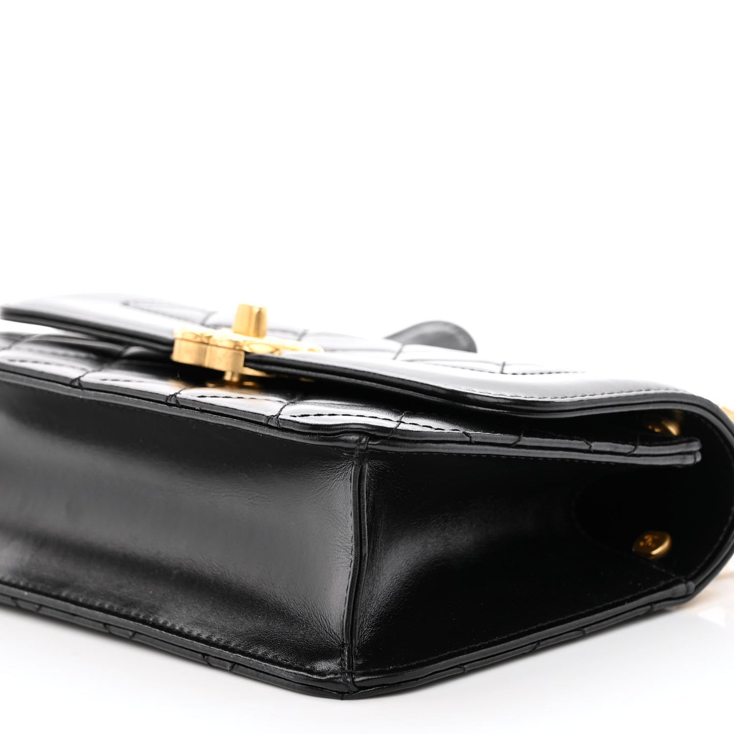 Calfskin Quilted Mini Coco Ring Flap Black