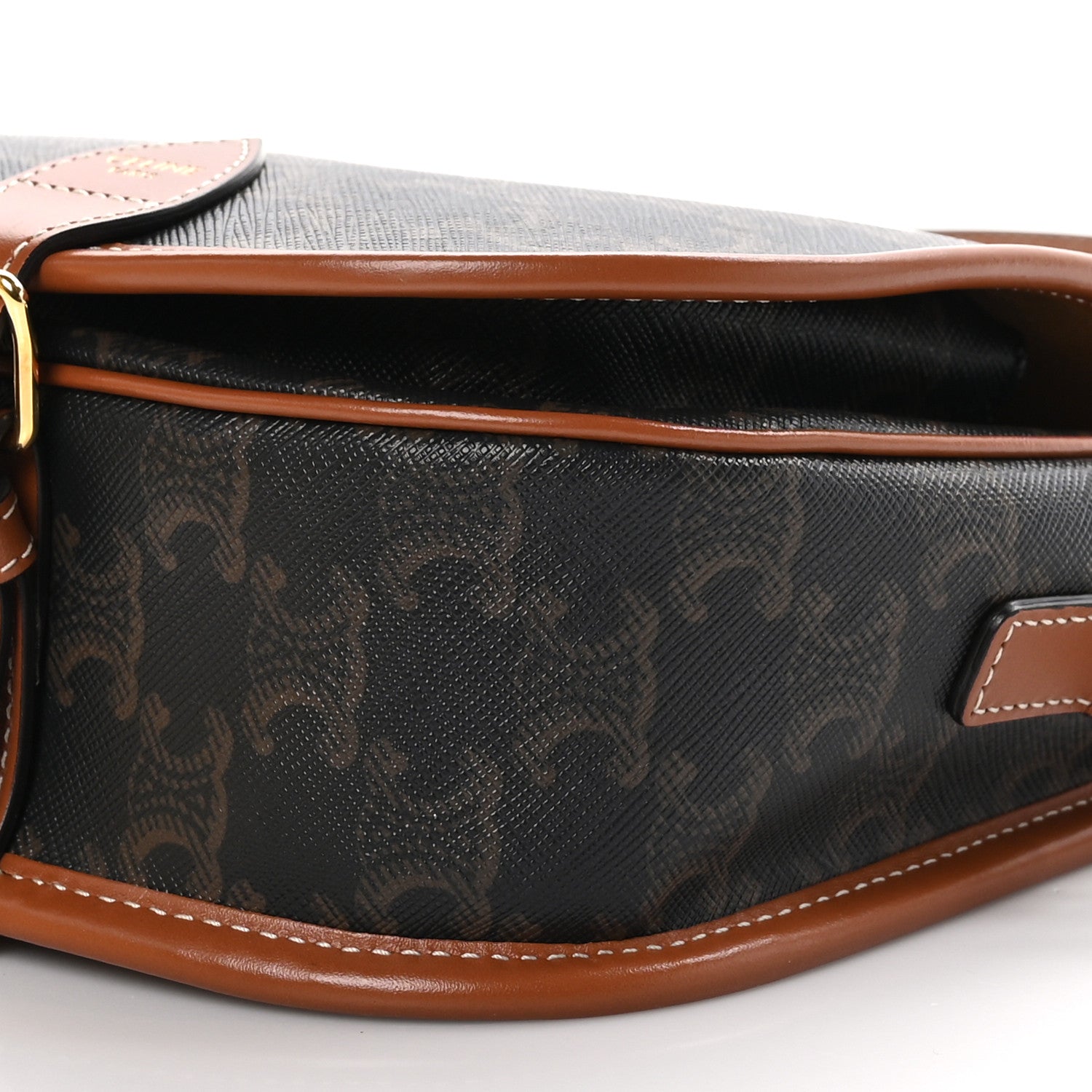 Celine Triomphe Canvas Medium Folco Bag Tan 7 of 8