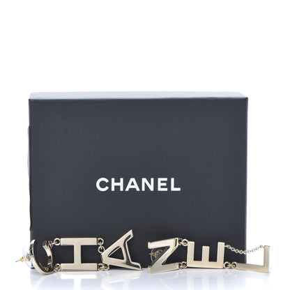 Chanel Metal Cha-Nel Logo Drop Earrings Gold 5 of 5