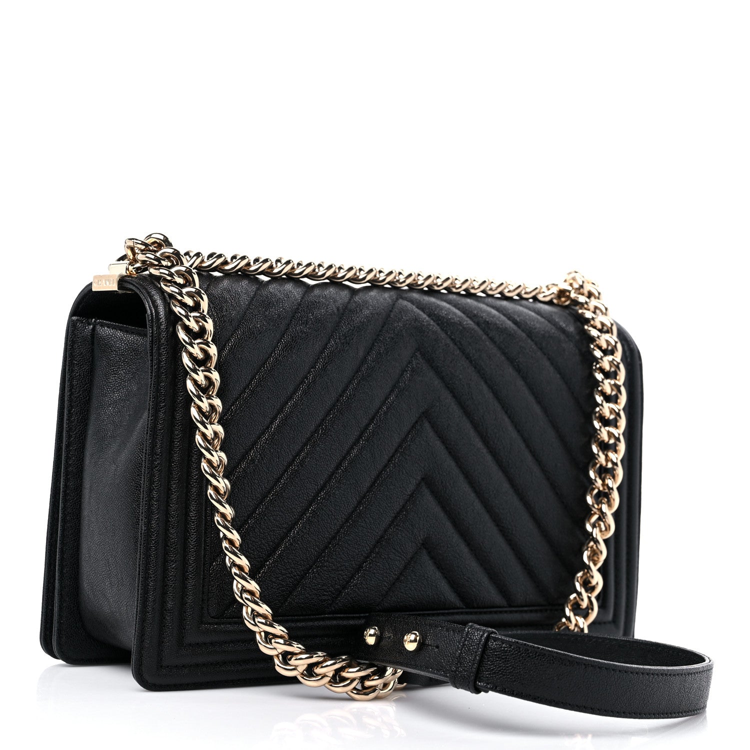 Chanel Caviar Chevron Quilted New Medium Boy Flap Black 3 of 9