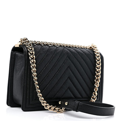 Chanel Caviar Chevron Quilted New Medium Boy Flap Black 3 of 9