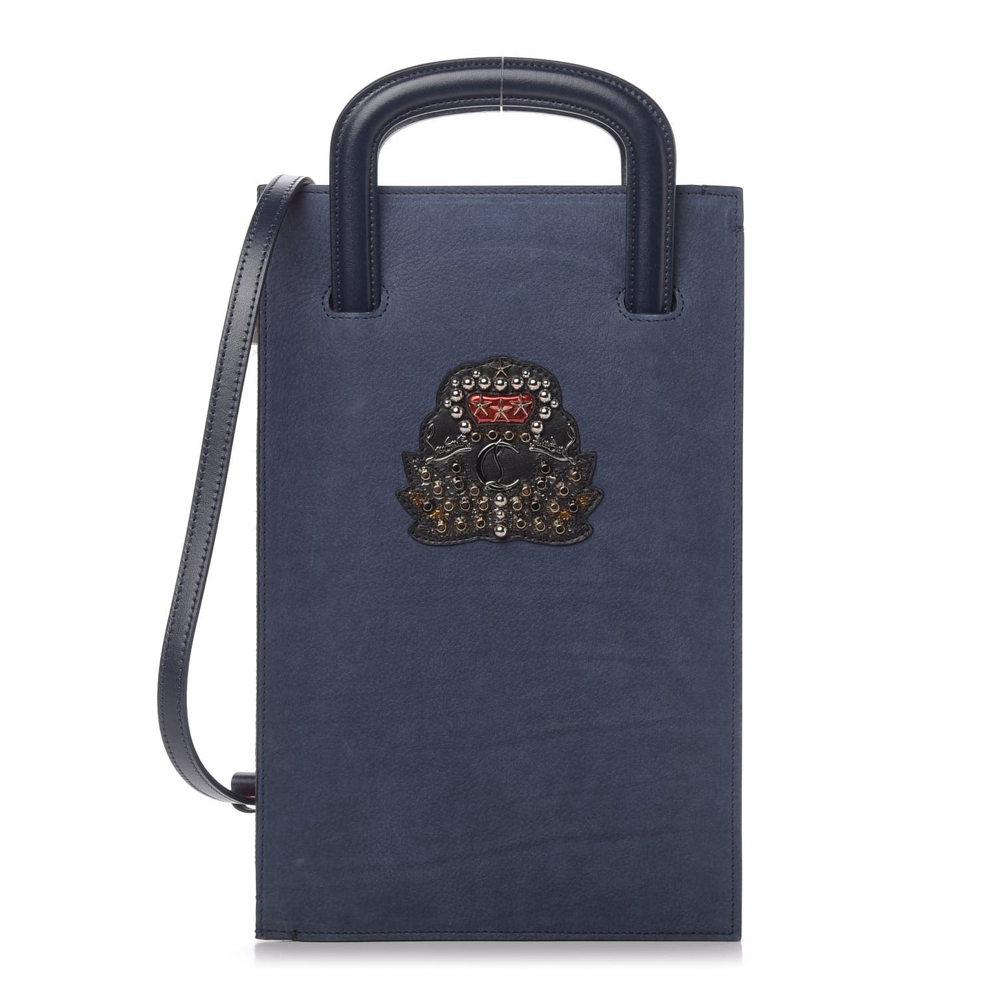 Calfskin Ecusson Clutch Bag Navy